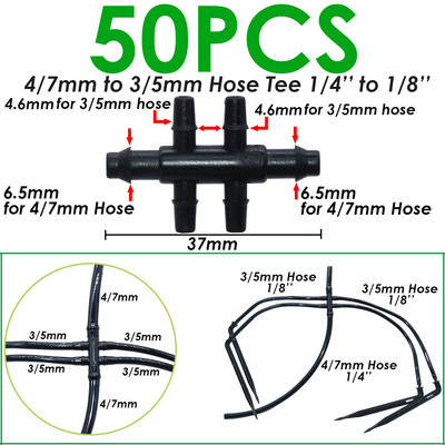 50 DB hajlított csepegtető nyíl mikro csepegtető öntözőkészlet emitterek 3/5 mm-es tömlőhöz Kerti öntözés takarékos mikro csepegtető üvegházhoz