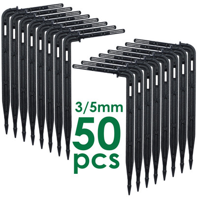 50 DB hajlított csepegtető nyíl mikro csepegtető öntözőkészlet emitterek 3/5 mm-es tömlőhöz Kerti öntözés takarékos mikro csepegtető üvegházhoz