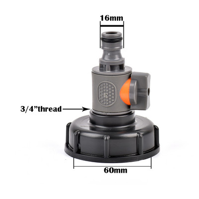 IBC tartályadapter üzemanyagtartály szerelvény S60 menetsapka 60 mm-től 1"3/4"1/2"-ig csapos csatlakozóaljzat Kerti öntözőszelep szerelvény