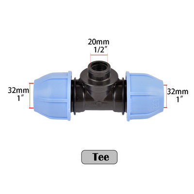 Σπείρωμα 1/2" 3/4"1" σε 20/25/32 PE Pipe Straight Tee Ebow Connector Σύστημα άρδευσης Σύζευξη μετατροπής σωλήνα PVC