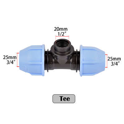 Σπείρωμα 1/2" 3/4"1" σε 20/25/32 PE Pipe Straight Tee Ebow Connector Σύστημα άρδευσης Σύζευξη μετατροπής σωλήνα PVC