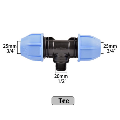 Σπείρωμα 1/2" 3/4"1" σε 20/25/32 PE Pipe Straight Tee Ebow Connector Σύστημα άρδευσης Σύζευξη μετατροπής σωλήνα PVC