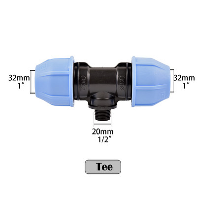 Σπείρωμα 1/2" 3/4"1" σε 20/25/32 PE Pipe Straight Tee Ebow Connector Σύστημα άρδευσης Σύζευξη μετατροπής σωλήνα PVC
