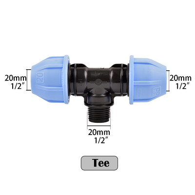 Σπείρωμα 1/2" 3/4"1" σε 20/25/32 PE Pipe Straight Tee Ebow Connector Σύστημα άρδευσης Σύζευξη μετατροπής σωλήνα PVC