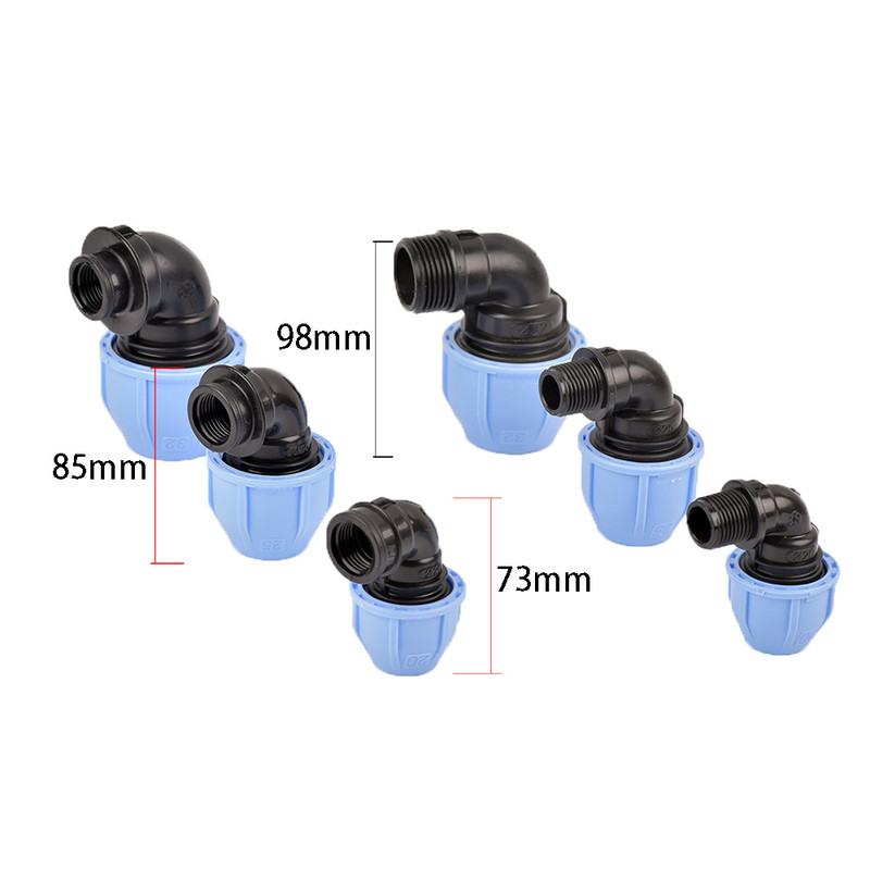 1/2" 3/4"1" menet 20/25/32 PE csőhöz egyenes póló könyökcsatlakozó öntözőrendszer PE PVC cső átalakító csatlakozó