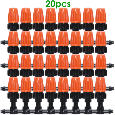 20 DB 1/4 hüvelykes fúvóka csepegtető öntözőpermetező permetező porlasztó locsoló kerti csepegtető öntözőrendszer tömlő-póló csatlakozóval