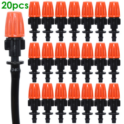 20 DB 1/4 hüvelykes fúvóka csepegtető öntözőpermetező permetező porlasztó locsoló kerti csepegtető öntözőrendszer tömlő-póló csatlakozóval