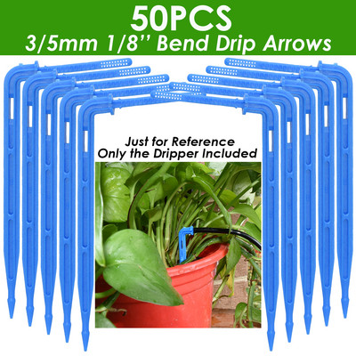 Kerti 1/8"-os csepegtető öntöző 4 utas vízcső csatlakozó 4/7mm-től 3/5mm-ig tömlőhajlítás nyíl Emitter csepegtető öntözési szerelvény