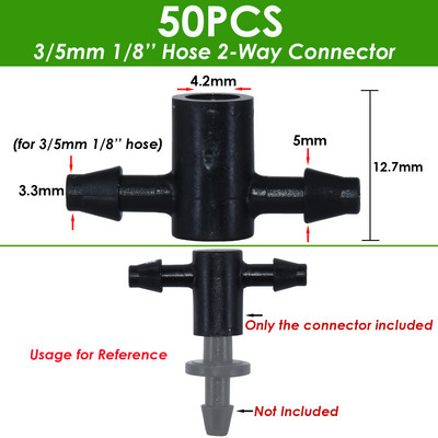 Kerti 1/8"-os csepegtető öntöző 4 utas vízcső csatlakozó 4/7mm-től 3/5mm-ig tömlőhajlítás nyíl Emitter csepegtető öntözési szerelvény