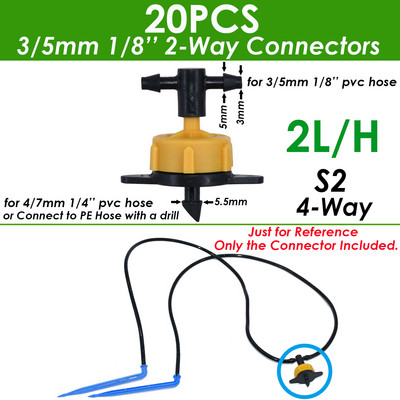 Kerti 1/8"-os csepegtető öntöző 4 utas vízcső csatlakozó 4/7mm-től 3/5mm-ig tömlőhajlítás nyíl Emitter csepegtető öntözési szerelvény