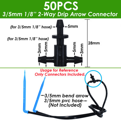 SPRYCLE 25 ΤΕΜ. Bend Arrow Dripper Micro Drip Irrigation Drops Emitters Watering Saving 3/5mm Hose Garden Sprinklers DroppersTool