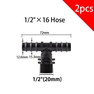 2 τμχ 1/2" 3/4" Thread To Barb 16mm 20mm 25mm PE Hose Connector Adapter Gagriculture Irrigation System Pipe Coupler