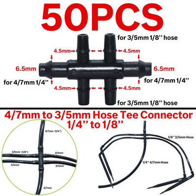 KESLA 50X Tee csatlakozó szerelvény 3/5 mm-es tömlőcsepegtető javítási öntözőlocsolóhoz