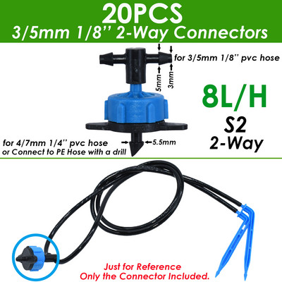 KESLA 50X Tee csatlakozó szerelvény 3/5 mm-es tömlőcsepegtető javítási öntözőlocsolóhoz