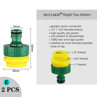 MUCIAKIE Variety Stílusú kerti csap 1/2"-os 3/4"-es női menetes mellbimbós csatlakozás 1/4"-es tömlő gyorscsatlakozó öntözővízelosztók