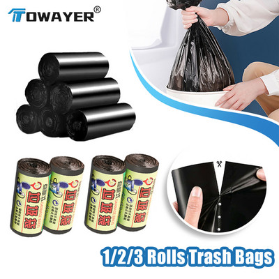 1/2/3 Rolls Garbage Bags Thick Convenient Environmental Plastic Trash Bags Disposable Plastic Bag Garbage Bags Kitchen Household