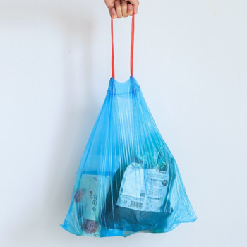 15 бр./Роли Домашни торби за боклук Преносими торби за боклук с удебелен шнур Кухненско съхранение Черна пластмасова торба за отпадъци Почистващи материали