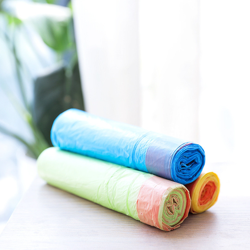 15 db/tekercs Otthoni szemeteszsákok Hordozható, vastagított húzózsinórral szemeteszsákok Konyhai tároló fekete műanyag hulladékzsák tisztítószerek