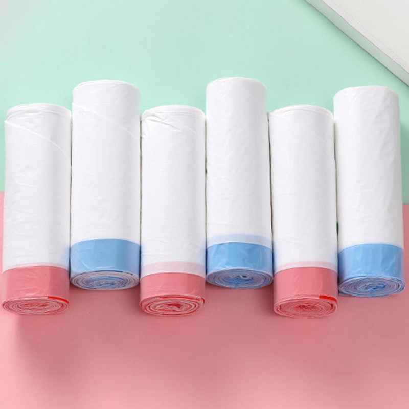 20 db/tekercs Kényelmes szemeteszsák Ponttörő típusú hulladékzsák Szivárgásmentes háztartási eldobható, hordozható szemeteszsák szemetes tároló