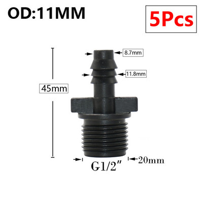 5db 16/20/25/32 mm-es kerti tömlő PE cső horgas csatlakozó 1/2 3/4 1"-os menetes egyenes könyökcsatlakozó mezőgazdasági öntözési kötésekhez