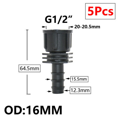 5db 16/20/25/32 mm-es kerti tömlő PE cső horgas csatlakozó 1/2 3/4 1"-os menetes egyenes könyökcsatlakozó mezőgazdasági öntözési kötésekhez