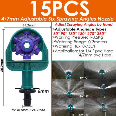 SPRYCLE 1/4`` Hose Watering Spray Sprinkler Emitters Drip Irrigation Garden for 4/7mm Connector Stake Dripper Rotating Nozzle