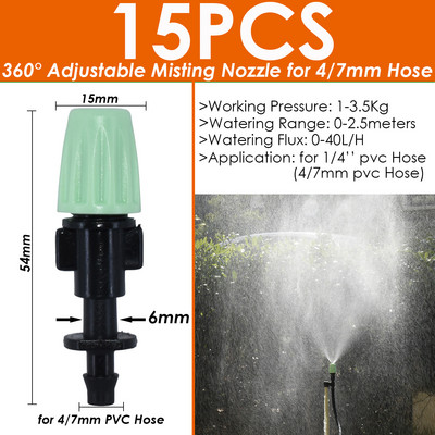 SPRYCLE 1/4`` Hose Watering Spray Sprinkler Emitters Drip Irrigation Garden for 4/7mm Connector Stake Dripper Rotating Nozzle