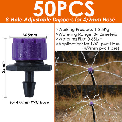SPRYCLE 1/4`` Hose Watering Spray Sprinkler Emitters Drip Irrigation Garden for 4/7mm Connector Stake Dripper Rotating Nozzle