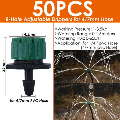 SPRYCLE 1/4`` Hose Watering Spray Sprinkler Emitters Drip Irrigation Garden for 4/7mm Connector Stake Dripper Rotating Nozzle