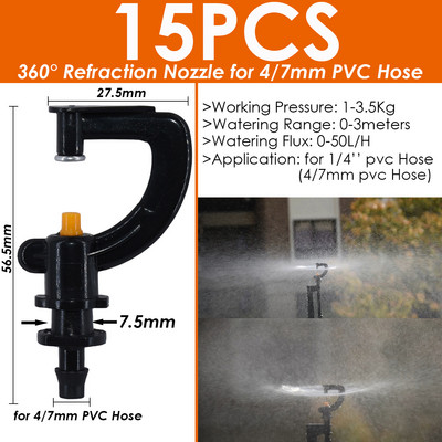 SPRYCLE 1/4`` Hose Watering Spray Sprinkler Emitters Drip Irrigation Garden for 4/7mm Connector Stake Dripper Rotating Nozzle