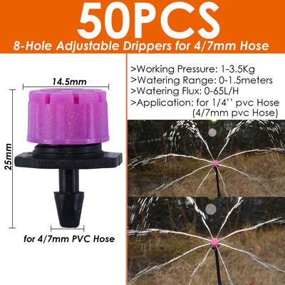 SPRYCLE 1/4`` Hose Watering Spray Sprinkler Emitters Drip Irrigation Garden for 4/7mm Connector Stake Dripper Rotating Nozzle