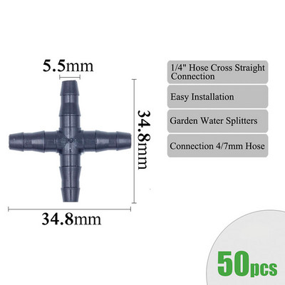 Kerti öntöző csatlakozók szöges, dupla póló könyök csepegtető nyíl keresztes csatlakozó öntözési szerelvény 3/5 4/7 mm-es tömlőhöz