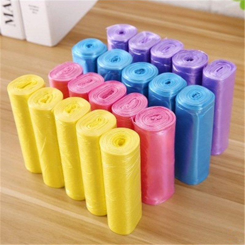 5 tekercs háztartási eldobható szemetes zacskó Vastag szemeteszsákok Színes Konyha Fürdőszoba Tárolás Szemeteszsákok Fekete műanyag zacskó