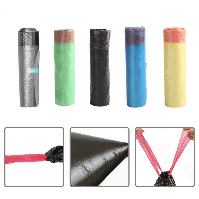 5 tekercs kiváló minőségű szemeteszsák Íztelen PE szemetes tasak Eldobható műanyag tasak összesen 75 db