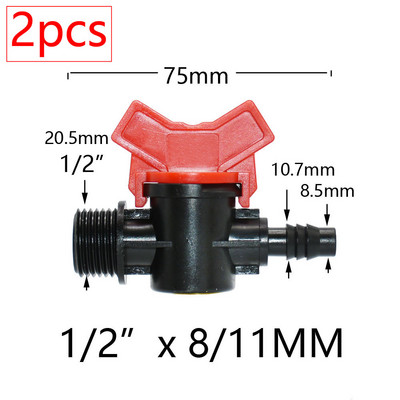 Μινιατούρες βαλβίδας ζεύξης Garden Tap για 4/7mm 3/8 10/16/20/25mm Εύκαμπτος σωλήνας Garden Irigation Pipe Pipe Barb