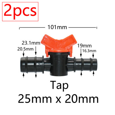 Μινιατούρες βαλβίδας ζεύξης Garden Tap για 4/7mm 3/8 10/16/20/25mm Εύκαμπτος σωλήνας Garden Irigation Pipe Pipe Barb
