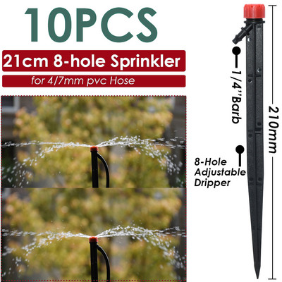 Sprycle 5-10 τμχ Πότισμα κήπου Πότισμα Ψεκαστήρες Micro Spray 1/4 ίντσας ακροφύσια με πάσσαλο για σύστημα αυτοποτίσματος θερμοκηπίου