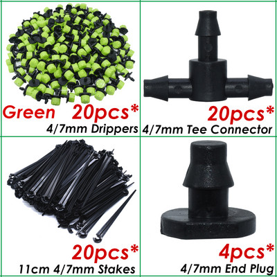 SPRYCLE üvegházhatású, 1/4 hüvelykes tömlő, automatikus öntözési locsoló csepegtető 4/7 mm-es Tee-csatlakozó mikroköd-permetező csepegtető öntözőkészlet eszközök