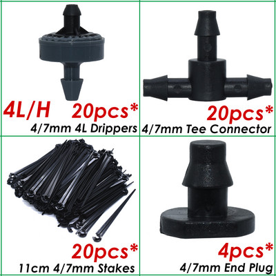 SPRYCLE üvegházhatású, 1/4 hüvelykes tömlő, automatikus öntözési locsoló csepegtető 4/7 mm-es Tee-csatlakozó mikroköd-permetező csepegtető öntözőkészlet eszközök