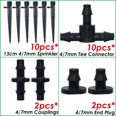 SPRYCLE üvegházhatású, 1/4 hüvelykes tömlő, automatikus öntözési locsoló csepegtető 4/7 mm-es Tee-csatlakozó mikroköd-permetező csepegtető öntözőkészlet eszközök