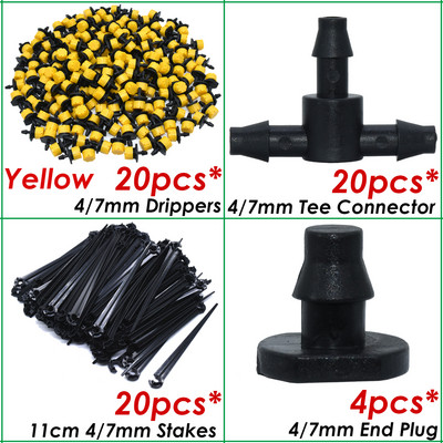 SPRYCLE üvegházhatású, 1/4 hüvelykes tömlő, automatikus öntözési locsoló csepegtető 4/7 mm-es Tee-csatlakozó mikroköd-permetező csepegtető öntözőkészlet eszközök