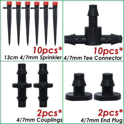SPRYCLE üvegházhatású, 1/4 hüvelykes tömlő, automatikus öntözési locsoló csepegtető 4/7 mm-es Tee-csatlakozó mikroköd-permetező csepegtető öntözőkészlet eszközök