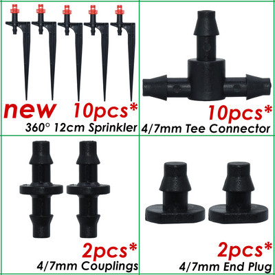 SPRYCLE üvegházhatású, 1/4 hüvelykes tömlő, automatikus öntözési locsoló csepegtető 4/7 mm-es Tee-csatlakozó mikroköd-permetező csepegtető öntözőkészlet eszközök
