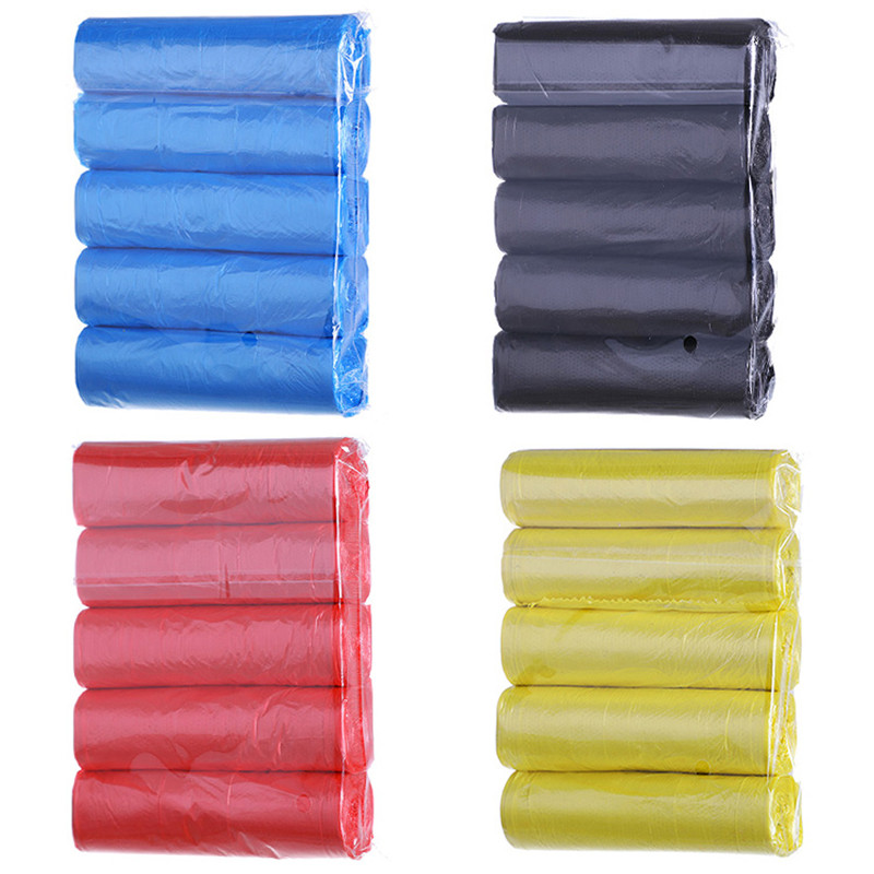 5 tekercs = 1 csomag eldobható szemeteszsák sűrítő háztartási tisztítóhely törött típusú eldobható konyhai fekete műanyag zacskó