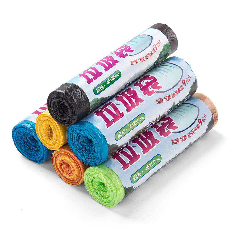 15db/tekercs 45x50cm zsinór típusú eldobható szemeteszsákok műanyag szemeteszsákok konyhai színes táskák