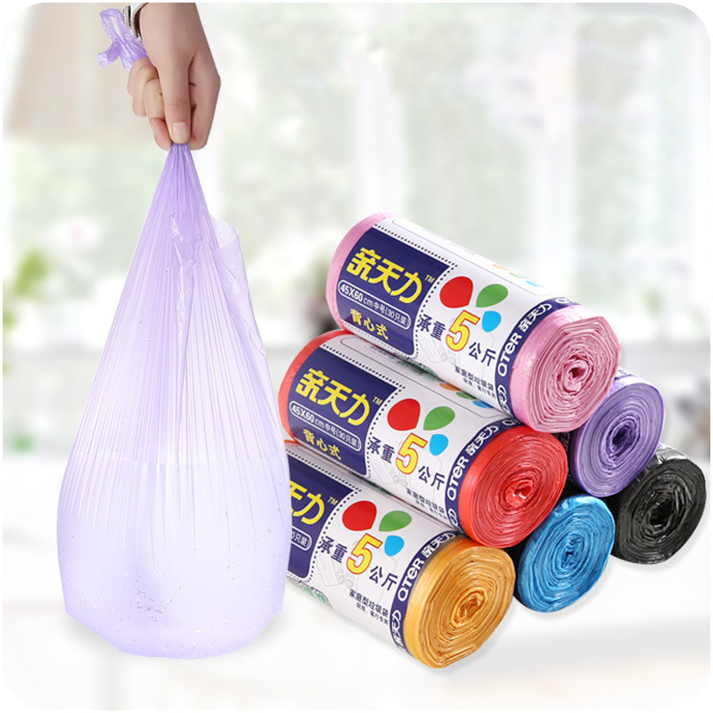 Vastag mellény típusú hordozható színes szemeteszsák otthoni konyha nagy műanyag zacskó