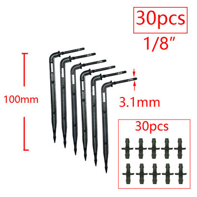1/8 1/4" hajlított nyíl csepegtető mikro csepegtető öntözősugárzók 3/5 4/7 mm-es tömlőhöz Kerti öntözést megtakarító mikro csepegtető üvegházhoz