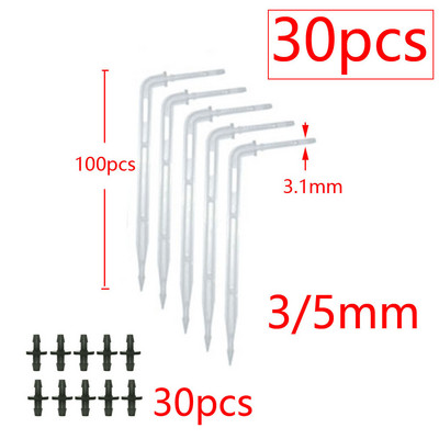 1/8 1/4" hajlított nyíl csepegtető mikro csepegtető öntözősugárzók 3/5 4/7 mm-es tömlőhöz Kerti öntözést megtakarító mikro csepegtető üvegházhoz