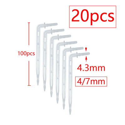 1/8 1/4" hajlított nyíl csepegtető mikro csepegtető öntözősugárzók 3/5 4/7 mm-es tömlőhöz Kerti öntözést megtakarító mikro csepegtető üvegházhoz