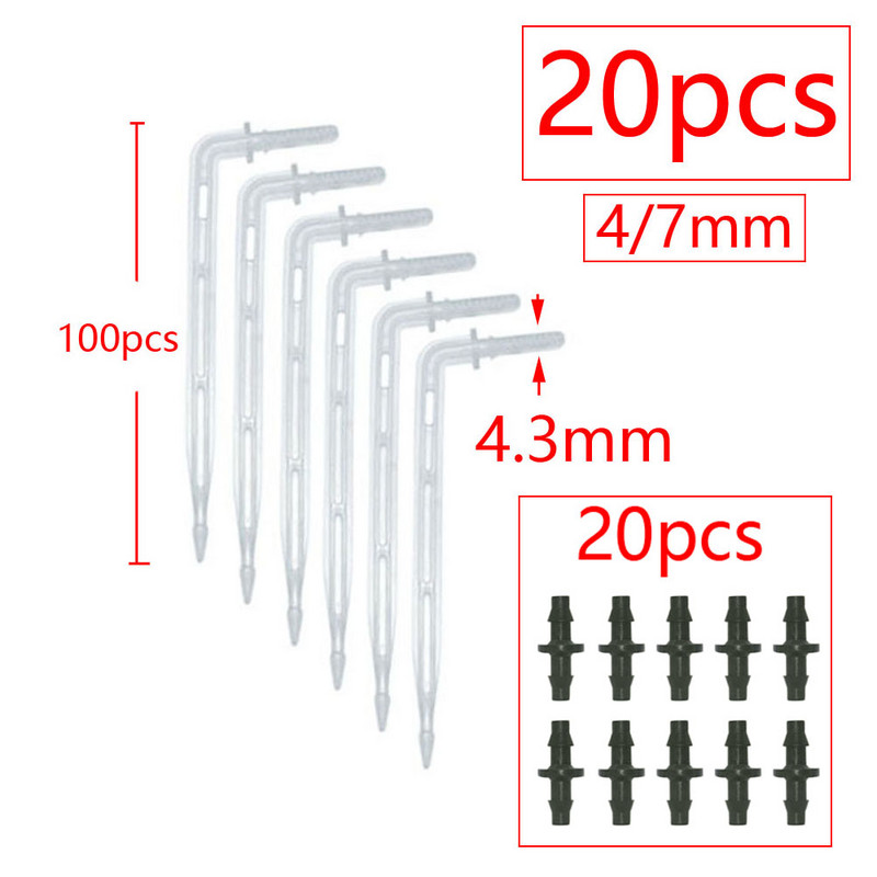 1/8 1/4" hajlított nyíl csepegtető mikro csepegtető öntözősugárzók 3/5 4/7 mm-es tömlőhöz Kerti öntözést megtakarító mikro csepegtető üvegházhoz